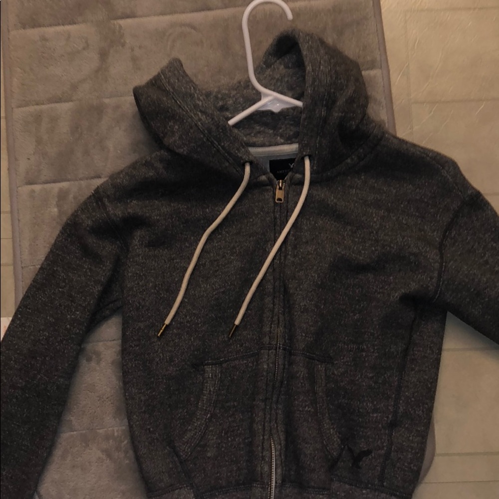 grey american eagle zip up